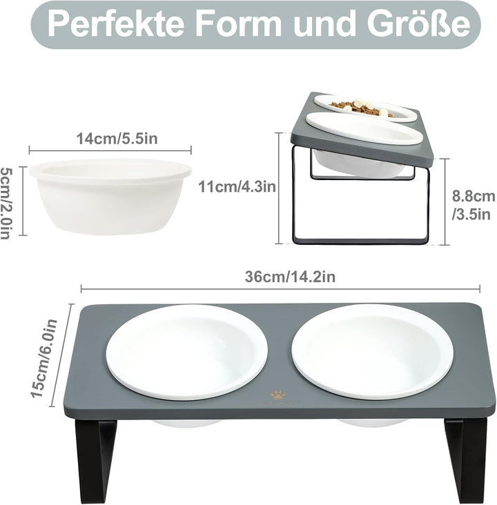 GUUSII HOME Futterstation Katzen Erhöht|Katzen Fressnapf Erhöht|Ergonomischer Katzennapf Erhöht Kera