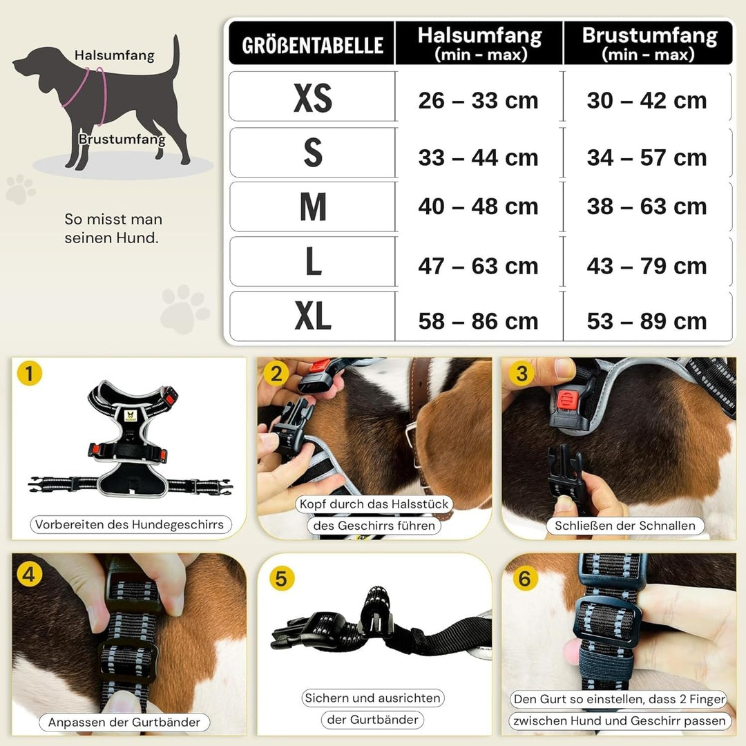 Hundefreund Hundegeschirr für Kleine Hunde – Reflektierend, Gepolstert &amp; Verstellbar – Anti-Zug Gesc