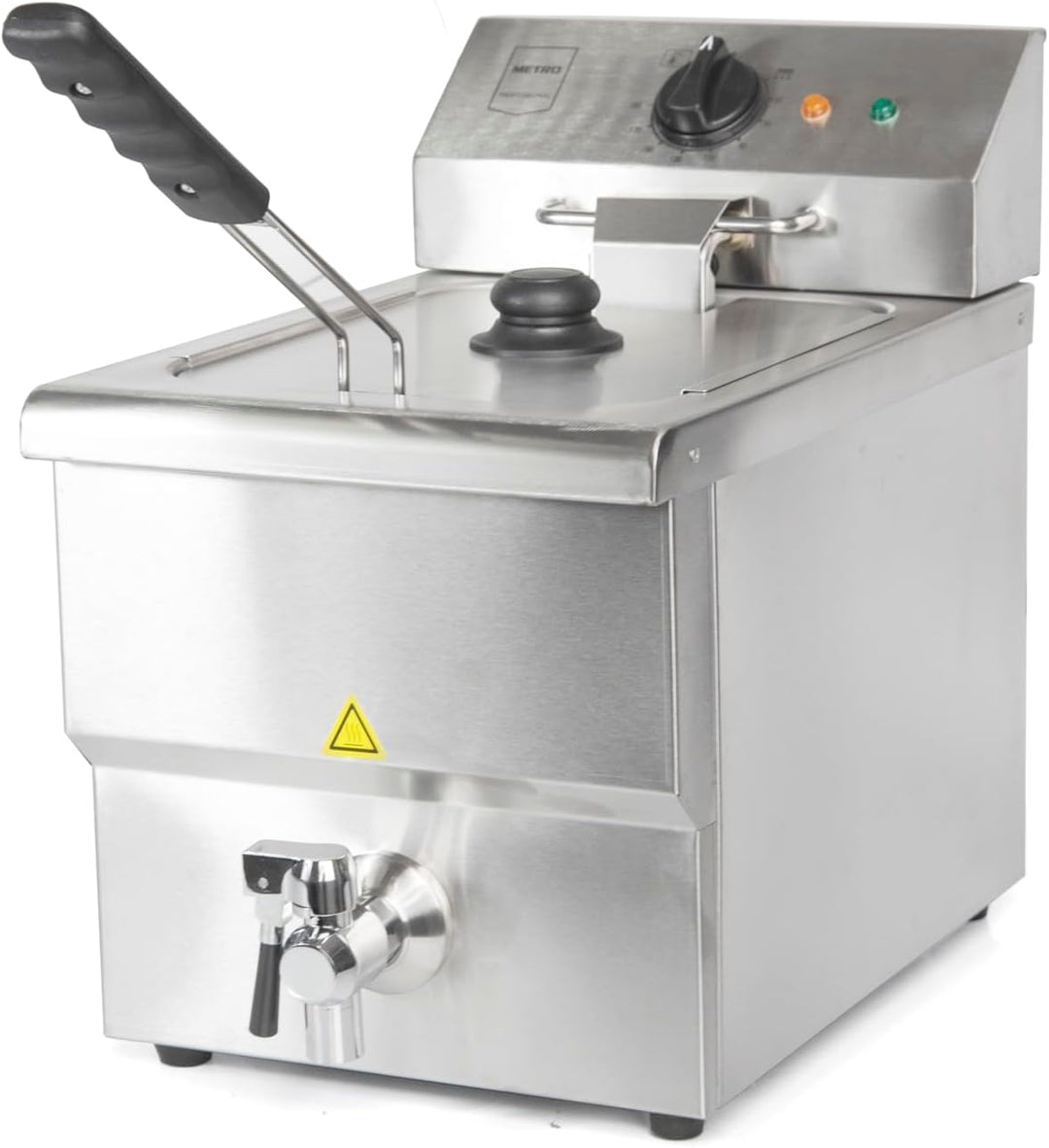 METRO Professional Elektrische Fritteuse GDF5008, 8 L, mit Ablasshahn und Deckel, abnehmbares Bedien