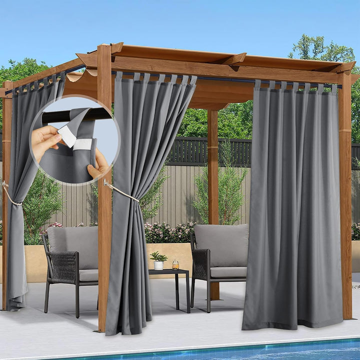 PONY DANCE Outdoor Gardinen Wasserdicht Terrasse Vorhänge mit Abnehmbaren Schlaufen Outdoorvorhänge