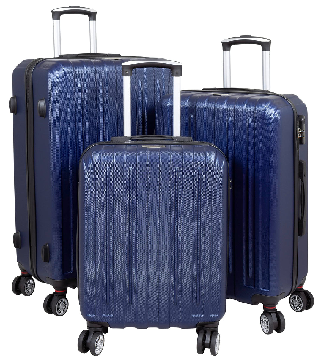 Trendyshop365 Koffer-Set 3-teilig Hartschale Dallas 4 Räder Zahlenschloss Blau Kofferset 3-teilig Bl