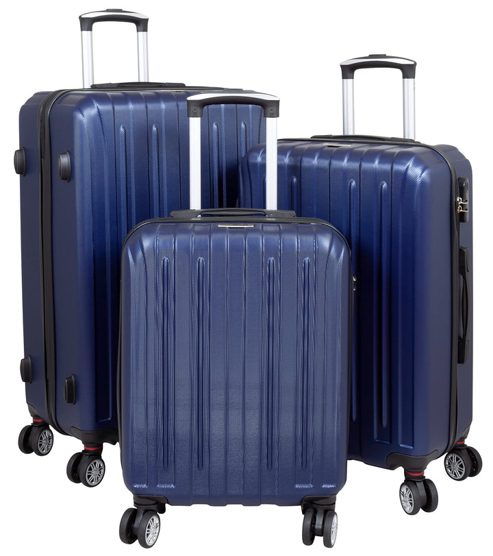 Trendyshop365 Koffer-Set 3-teilig Hartschale Dallas 4 Räder Zahlenschloss Blau Kofferset 3-teilig Bl
