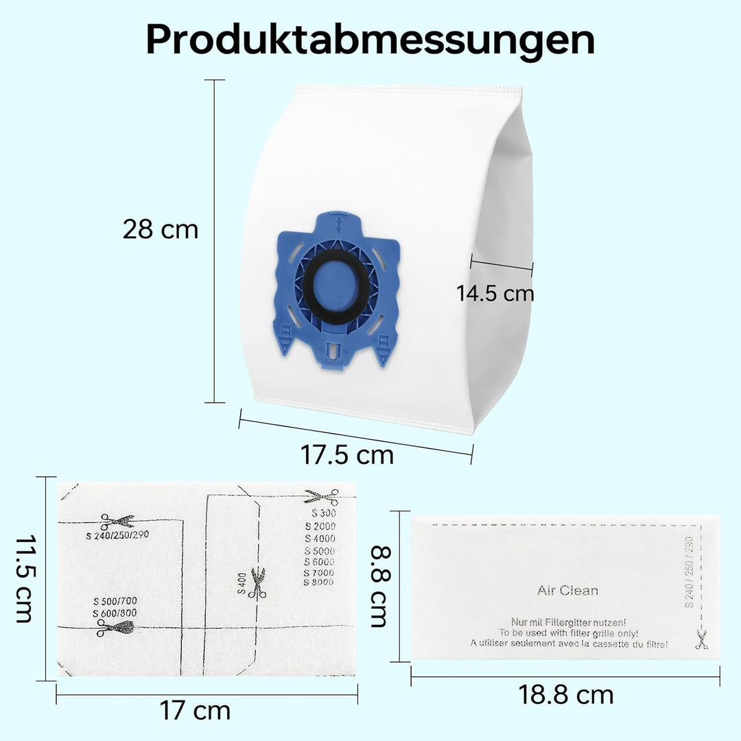 14 Staubsaugerbeutel mit 8 Filter Kompatibel mit Miele GN Serie S2 S4 S5 S6 S8, Complete C2/C3, Clas
