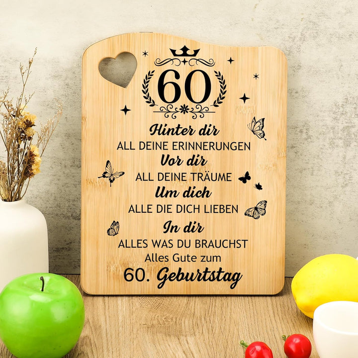 60 Geburtstag Frau, Schneidebrett Geschenke zum 60 Geburtstag für Frauen Mama Oma, Geburtstagsgesche