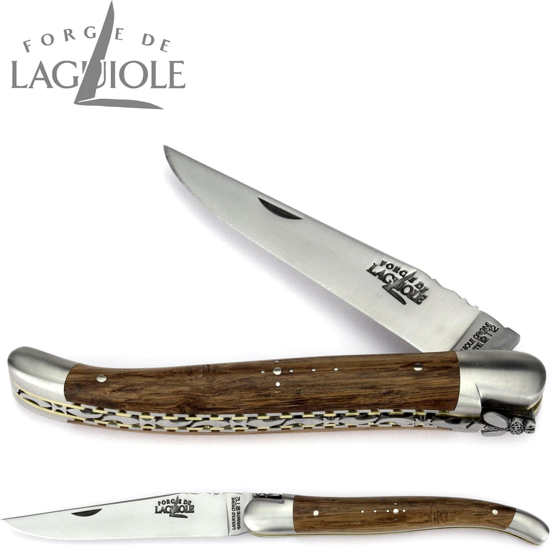 Forge de Laguiole Collection Taschenmesser - 12 cm - Griff fossile Mooreiche - Doppelplatine - Kling