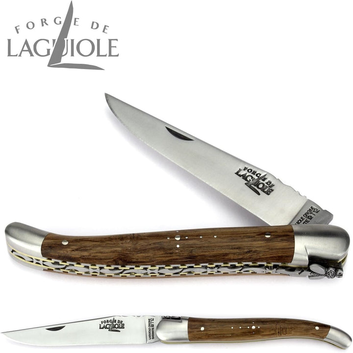 Forge de Laguiole Collection Taschenmesser - 12 cm - Griff fossile Mooreiche - Doppelplatine - Kling