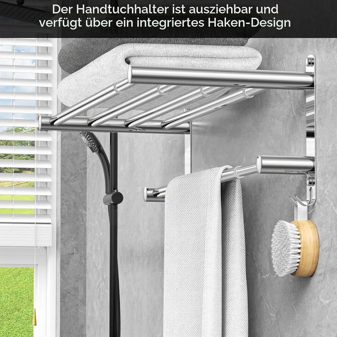 Handtuchhalter Ausziehbar 43-78CM ohne Bohren Edelstahl doppelt handtuchstange Bad Wand kleben badet