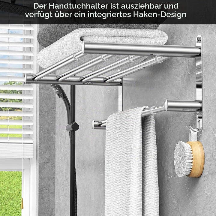 Handtuchhalter Ausziehbar 43-78CM ohne Bohren Edelstahl doppelt handtuchstange Bad Wand kleben badet