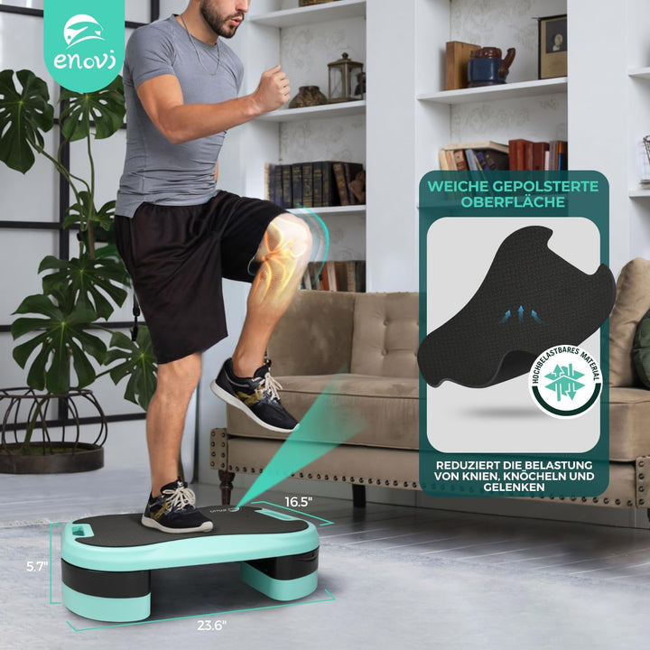 Stepper, Stepper Für Zuhause, Steppbrett mit Weichem Kissen und 2 Höhenverstellbaren Erhöhungen