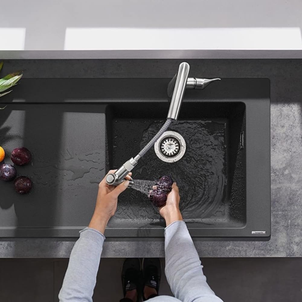 hansgrohe Metris Einhebel-Küchenarmatur, Komfort-Höhe 220 mm, Ausziehbrause, Chrom, Chrom