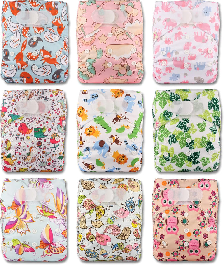 Littles and Bloomz FLV2-0908 Wiederverwendbare Stoffwindel, Standard-Klettverschluss, 9 Windeln 0908