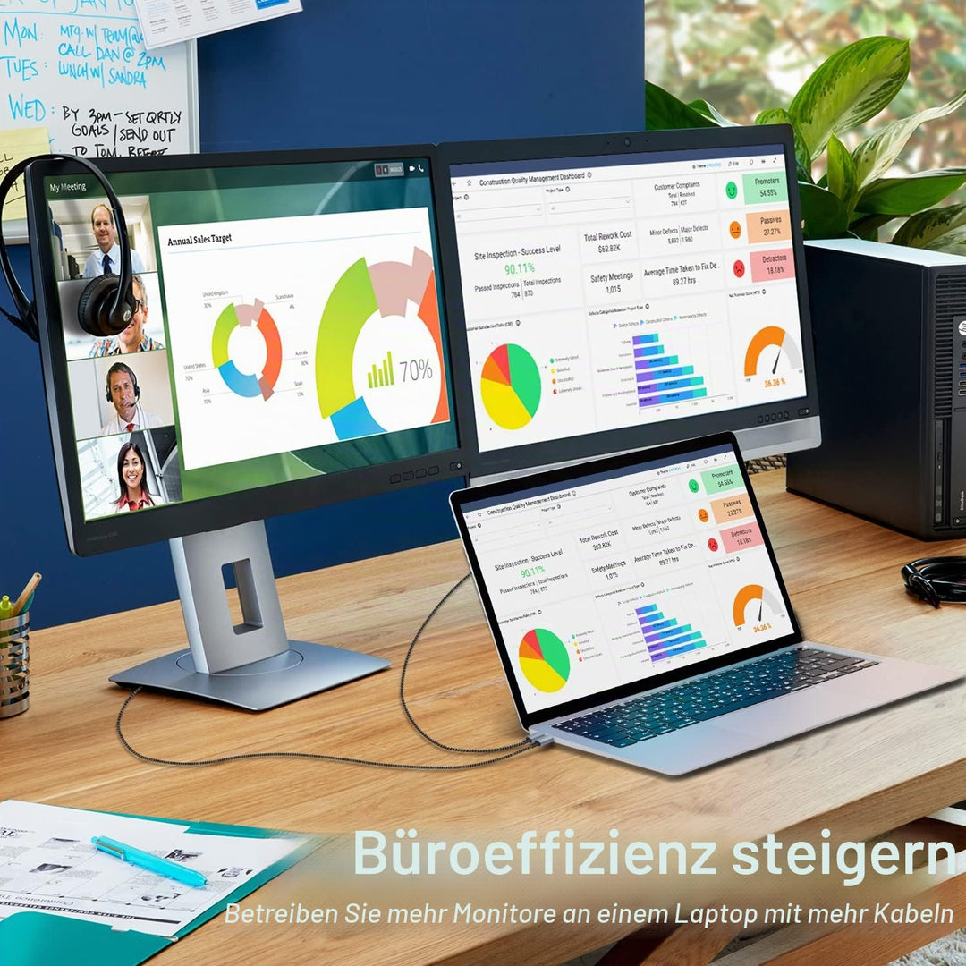 Siwket USB C auf DisplayPort Kabel 2M, 8K@60Hz 30Hz 4K@240Hz 144Hz HDR VRR Thunderbolt 4 3 DP1.4 Kab