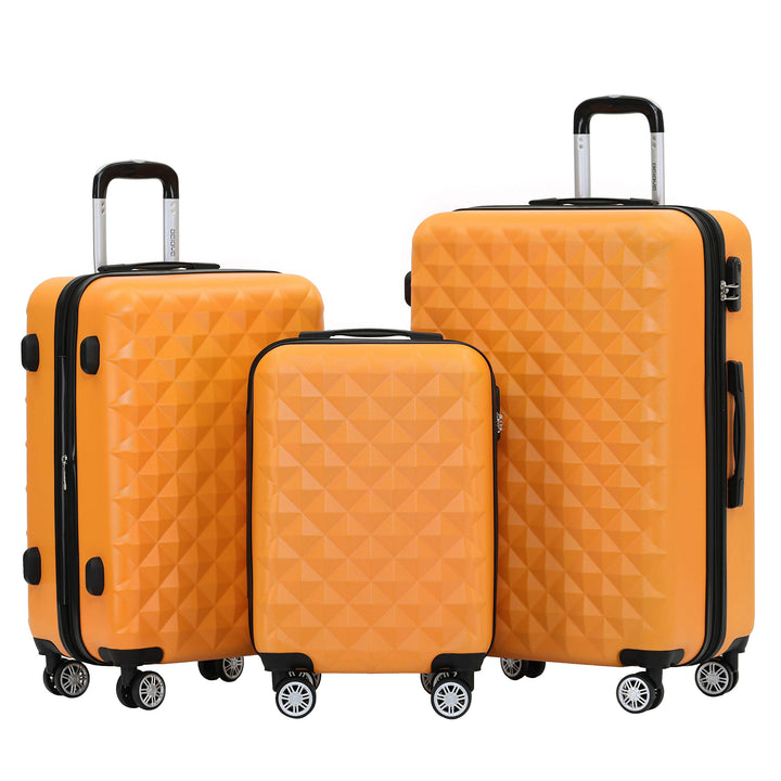 BEIBYE Zwillingsrollen 2066 Hartschale Trolley Koffer Reisekoffer Gepäck M-L-XL-Set (Orangen, Set) O