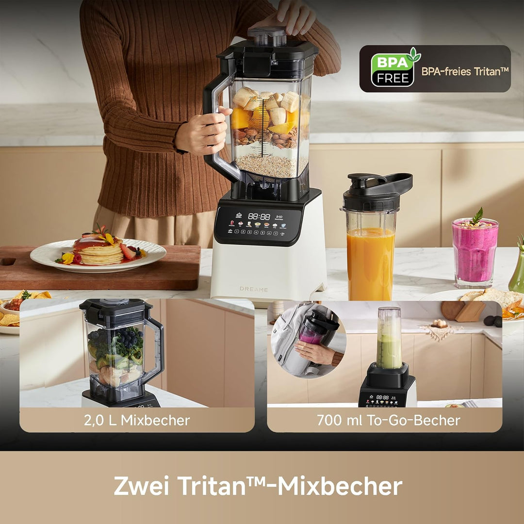 Dreame BlendLogic™ Hochleistungs-Mixer, iDetect™-Technologie, 2 Tritan™ Mixbecher (2,0 L & 700 mL),
