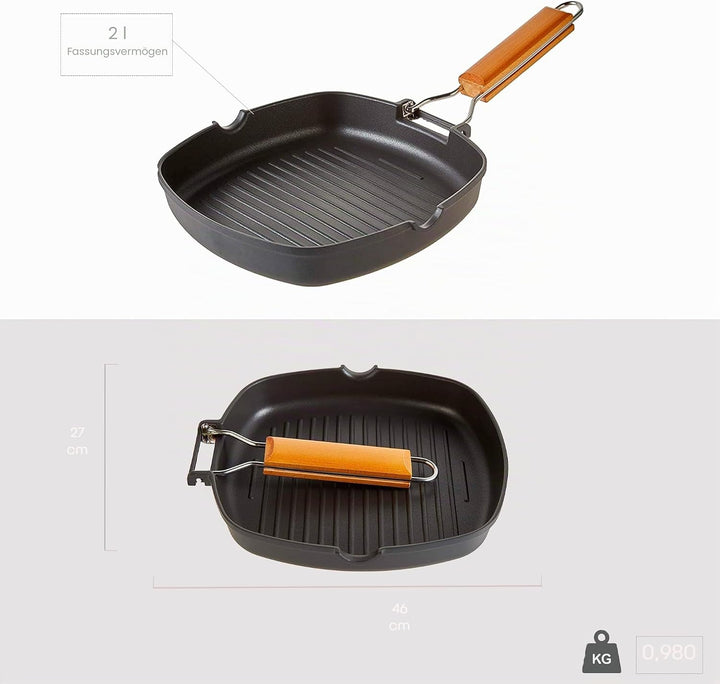 WECOOK! Ecostone - Aluminium Non Stick Grill Pan - Ribbed 24 x 24 cm, 24 x 24 cm