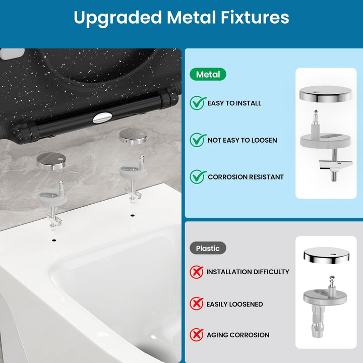 Toilettendeckel mit Absenkautomatik D Form, Slim WC Sitz [KURZ], Klodeckel Duroplast, Klobrille Soft