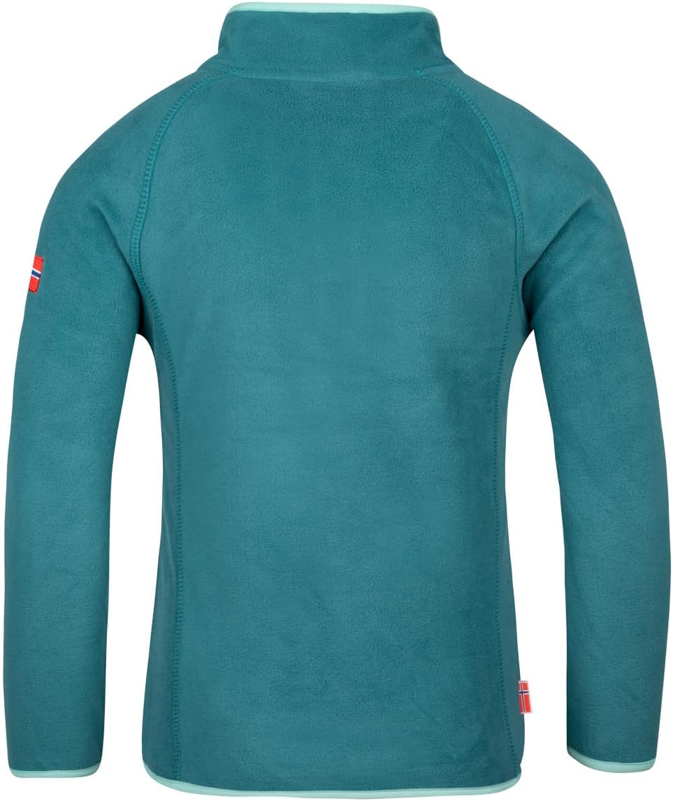 Trollkids Kinder Fleece-Pullover Nordland mit Reissverschluss 104 Blaugrün/Wasserblau, 104 Blaugrün/