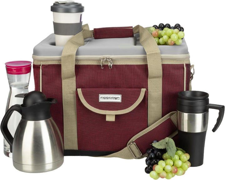 anndora Kühltasche XL 40 Liter - Isotasche Kühlbox Picknicktasche Farbauswahl XL rubinrot, XL rubinr