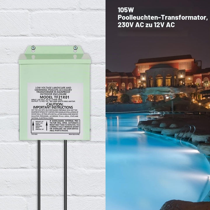COOLWEST LED Trafo 12V 105W, LED Transformator 230V Auf 12V AC für Niederspannung Poolbeleuchtung, S