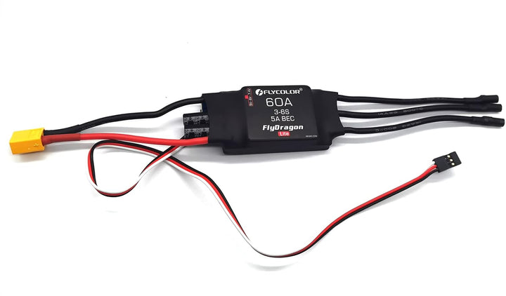 Flycolor 60A ESC 3-6S Elektrischer Geschwindigkeitsregler 5 V/6 V/7,4 V 5A BEC mit XT60 & 3,5mm Rund