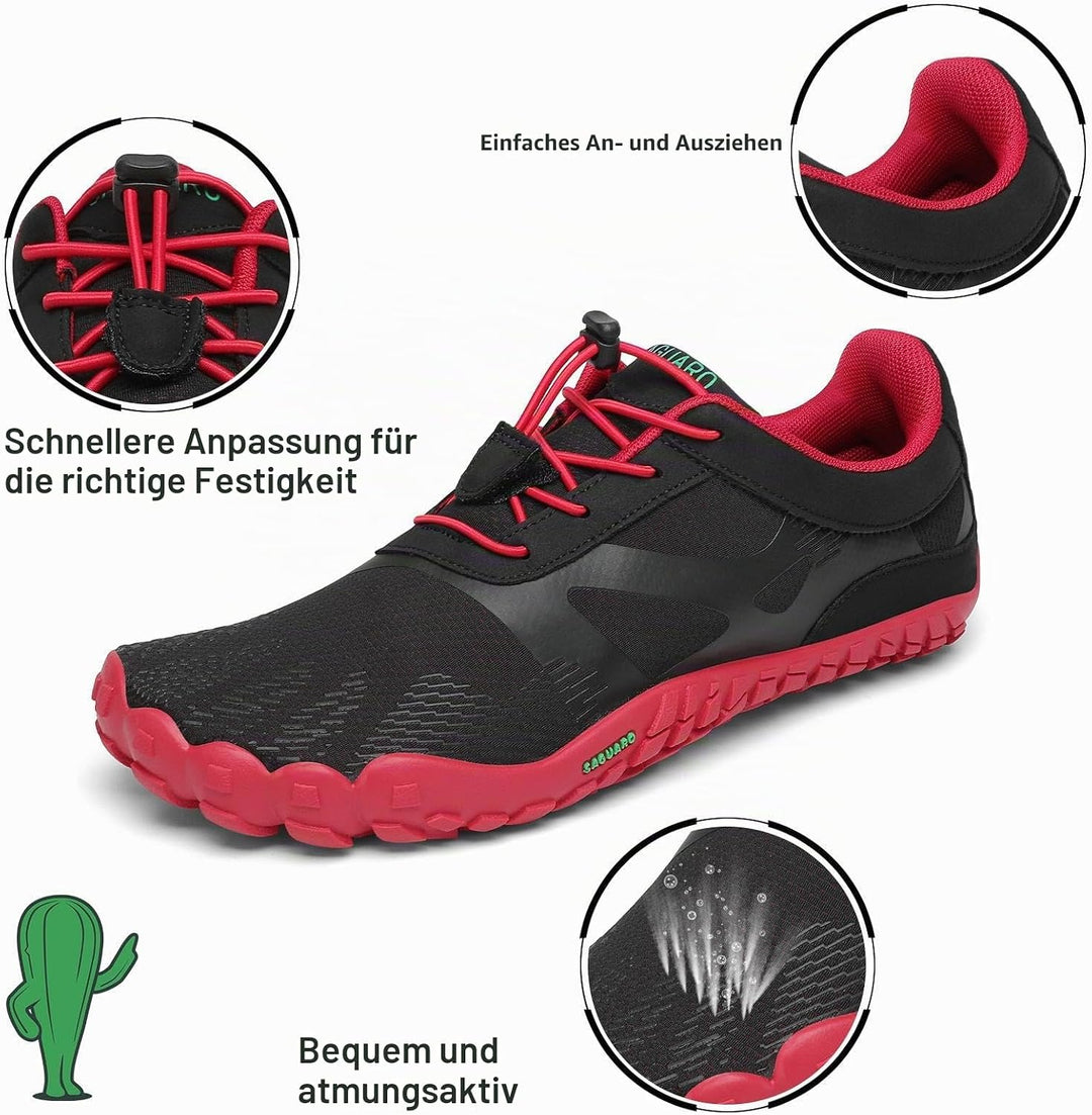 SAGUARO Unisex Barfussschuhe Leicht rutschfest Traillaufschuhe für Outdoor & Indoor 40 EU Dunkelrot,