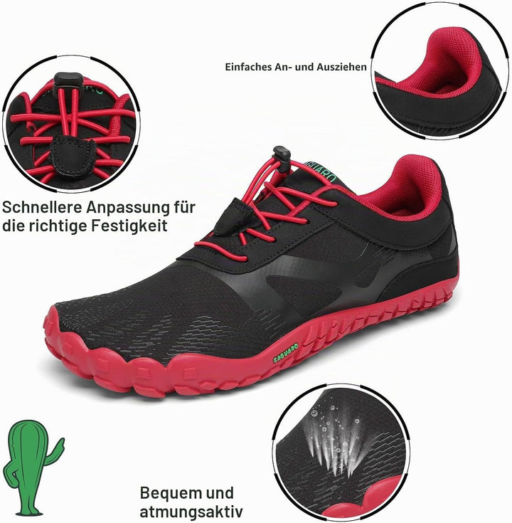 SAGUARO Unisex Barfussschuhe Leicht rutschfest Traillaufschuhe für Outdoor & Indoor 40 EU Dunkelrot,