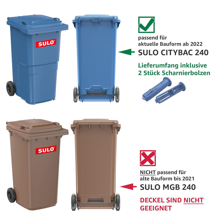 Sulo Farbiger Deckel Ersatzdeckel Mülltonne CITYBAC 240 Mülltonnendeckel Mülltrennung Altpapier Bio-