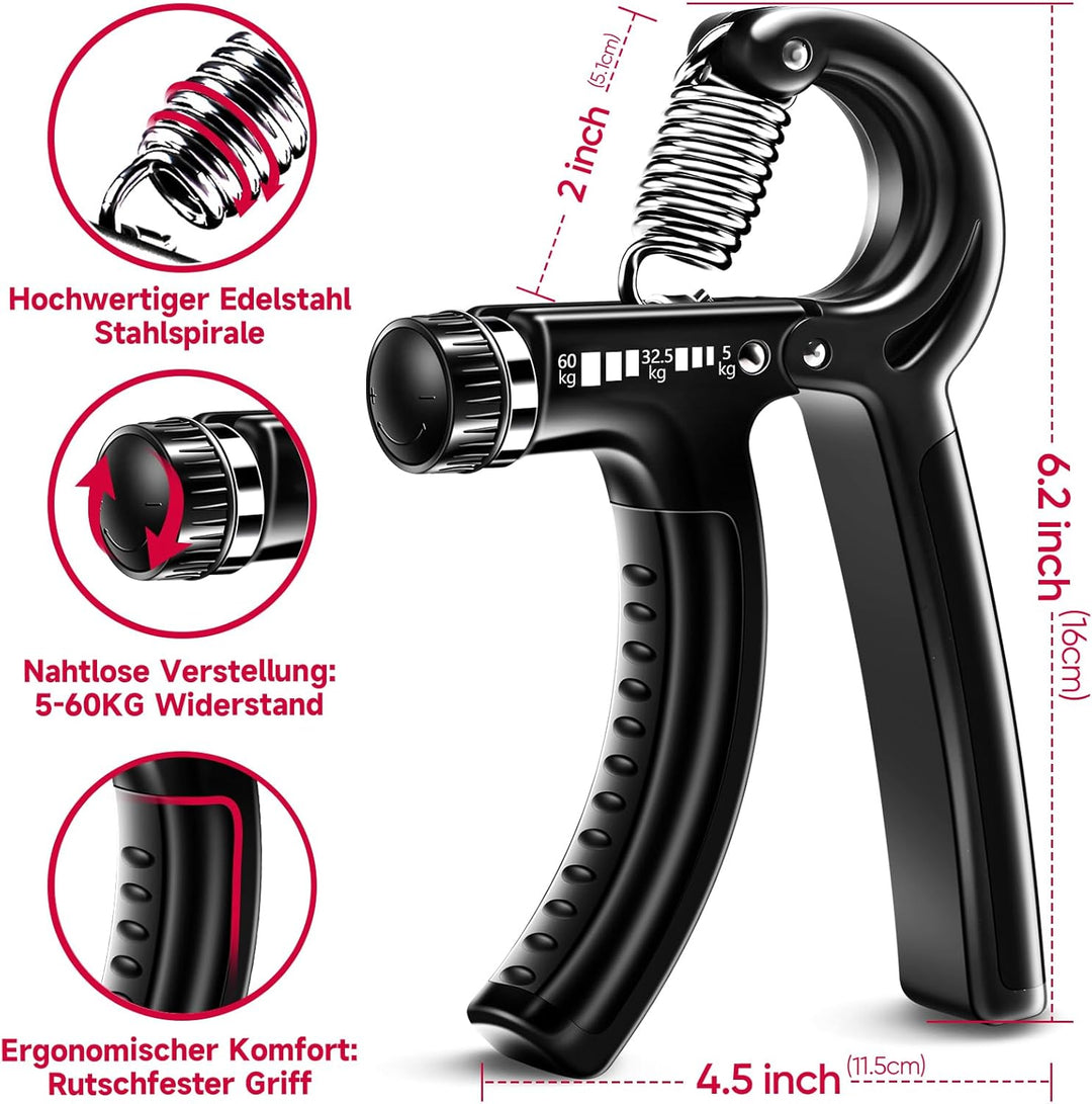 FitBeast Handtrainer Fingertrainer, Griffkraft Trainer Trainingsset - 5er-Pack, Verstellbarer Grip T