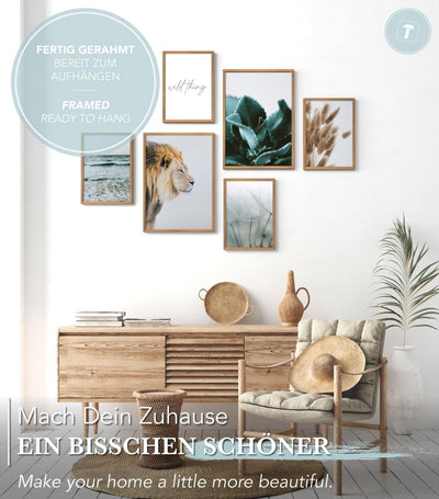 Papierschmiede® Mood Poster Set Pampas Wild, Bilder Set mit Rahmen (Farbe wählbar) Wohnzimmer Deko M