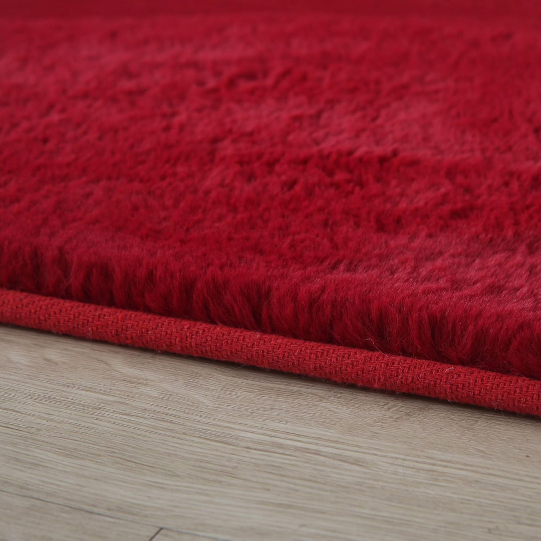 Carpetsale24 Teppich Wohnzimmer Einfarbig Modern Design 200 x 290 cm Rot - Hochflor Teppich Schlafzi