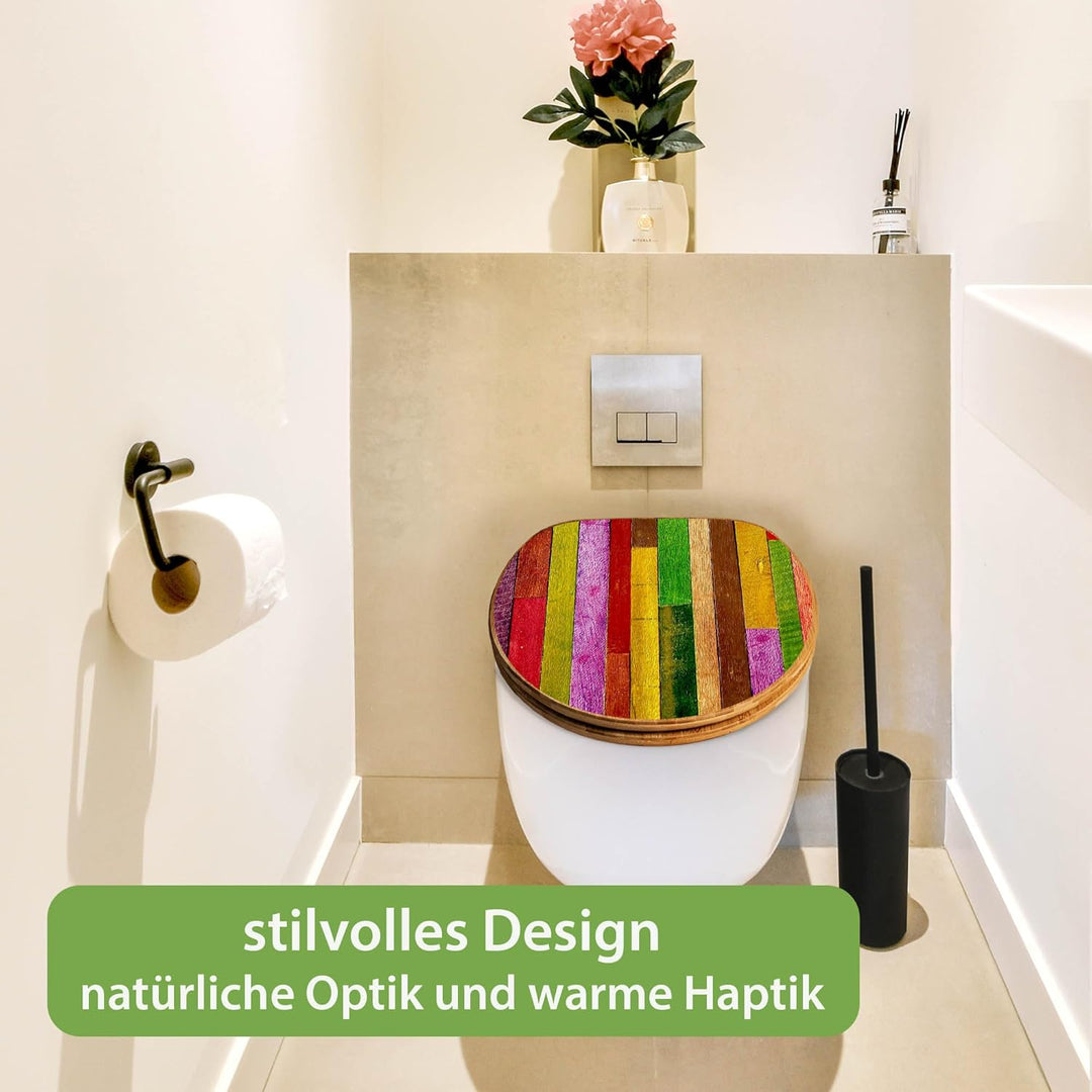 banjado Design WC Sitz Bambus Absenkautomatik 45,8x37,5cm - Toilettendeckel mit Absenkautomatik Holz