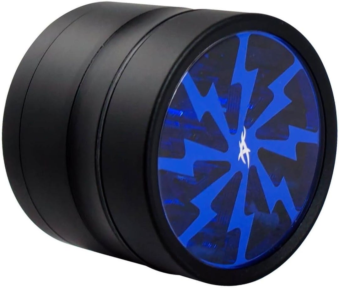 Thorinder Mini-Kräutermühle - 50 mm, 4-teilig, blau-Premium Qualität Aluminium Crusher mit Pollen Ca
