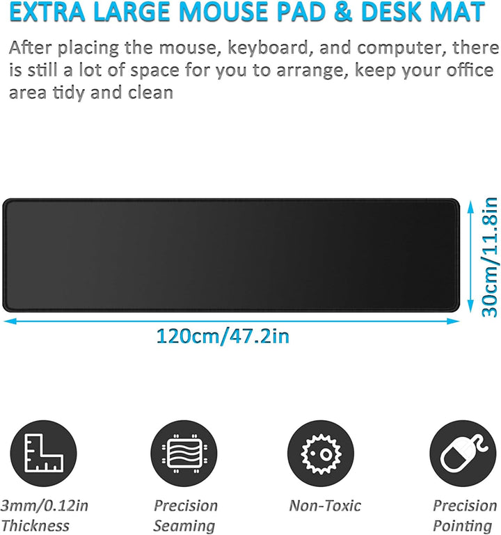 LL-COEUR XXL Schwarz Mauspad Gaming Mouse Mat Laptops Schreibtischunterlage Desk Pad (1200 x 300 x 3