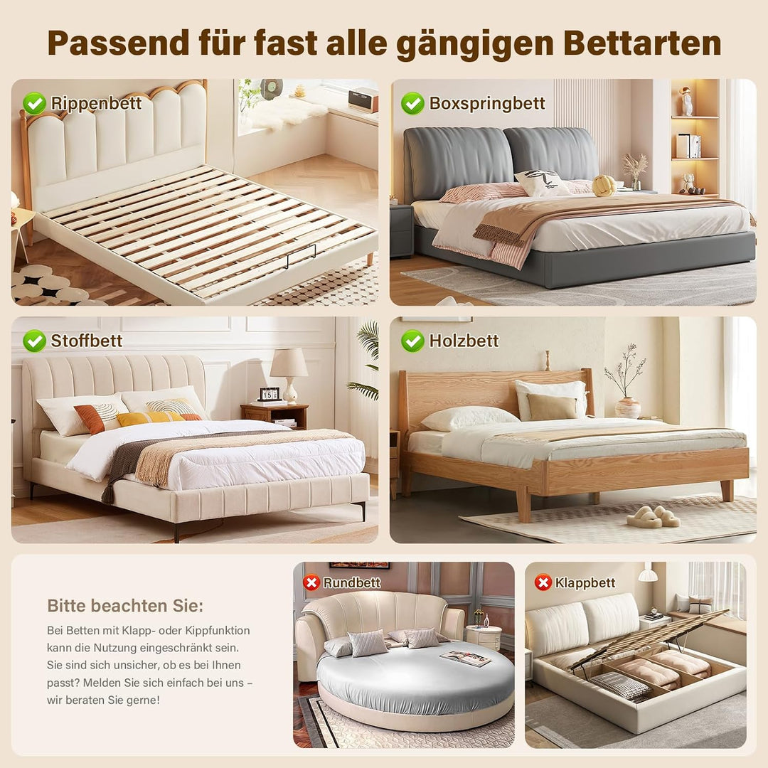 Bettgitter Rausfallschutz 3-seitig 180x200cm mit Spaltfüllstäbe | U-förmige Stabilstangen, Höhenvers