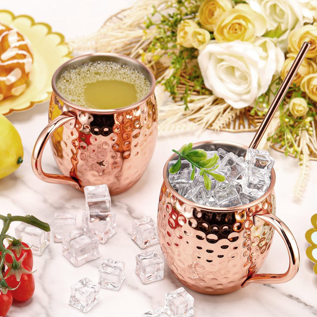 Moscow Mule Becher 4er Set Kupfer Becher 550ml für Cocktail, Gin, Bier, kalte Getränke, Zuhause, Bar