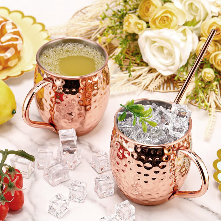 Moscow Mule Becher 4er Set Kupfer Becher 550ml für Cocktail, Gin, Bier, kalte Getränke, Zuhause, Bar