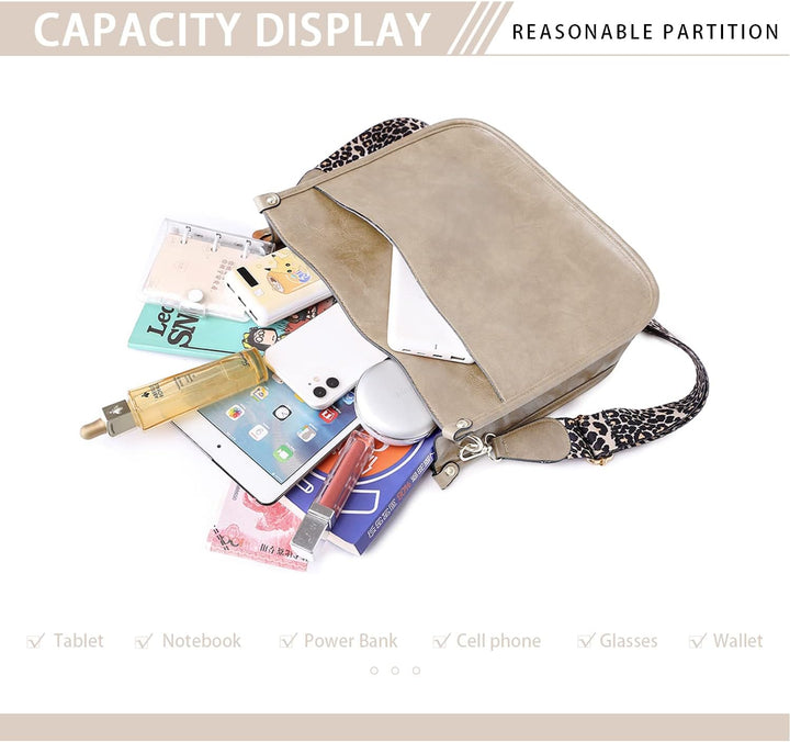 EVEOUT Umhängetasche aus PU Leder für Damen Grosse Kapazität Schultertaschen Allgleiches beiläufige