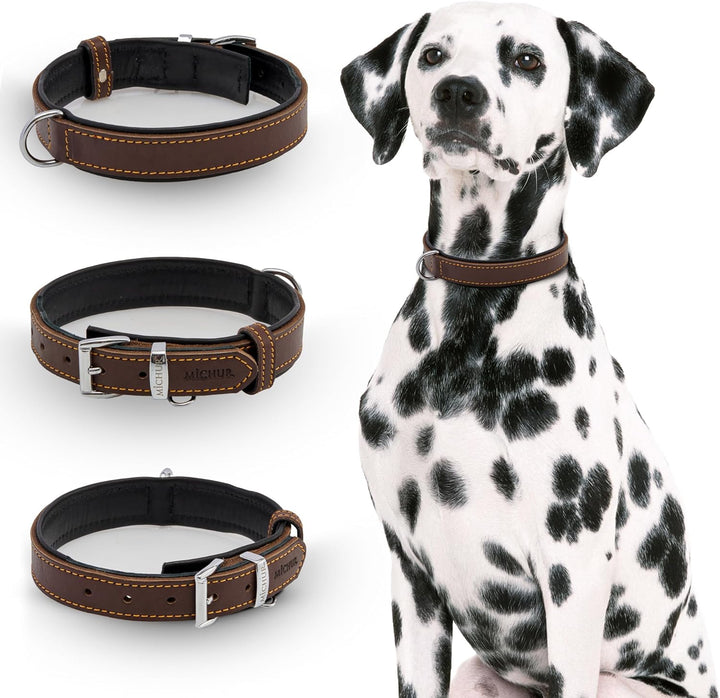 Michur Minimo Hundehalsband Leder, Lederhalsband Hund, Halsband, Braun, Leder, in verschiedenen Grös