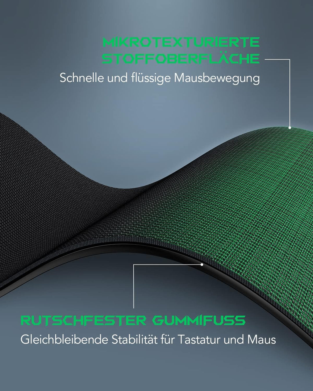 Black Shark Gaming Mauspad XL 900x400x4 mm Schreibtischunterlage mit wasserdichter Oberfläche und Mo