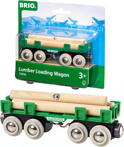 BRIO World 33574 - Lokschuppen mit Rolltor Mehrfarbig & Bahn 33696 - Langholzwagen Bundle mit Langho