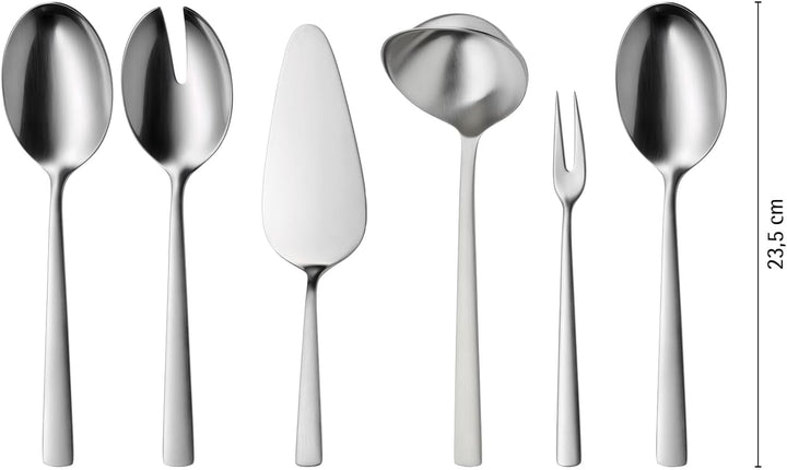 WMF Corvo Besteck Set 12 Personen, 66 teilig, 60 Teile mit Servierbesteck, Hohlheftmesser, Cromargan