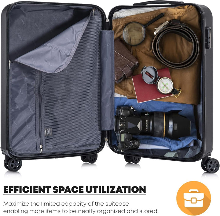 Koffer Suitcase S Schwarz, Trolley Reisekoffer, Kabinenkoffer Rollkoffer Handgepäck mit 4 Rollen 360