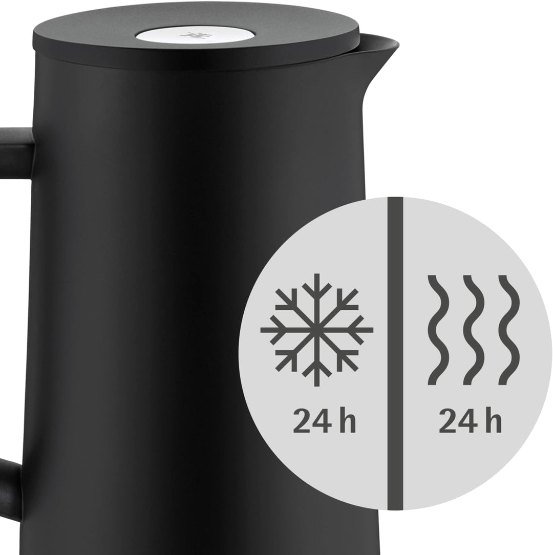 WMF Impulse Thermoskanne 1l, Isolierkanne für Kaffee oder Tee, Druckverschluss, hält Getränke 24h ka