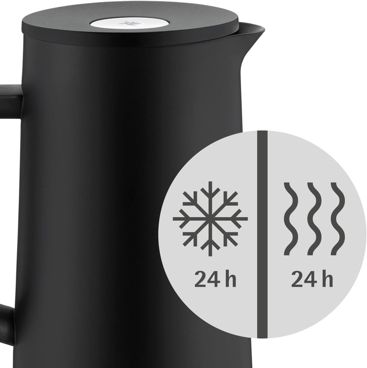 WMF Impulse Thermoskanne 1l, Isolierkanne für Kaffee oder Tee, Druckverschluss, hält Getränke 24h ka