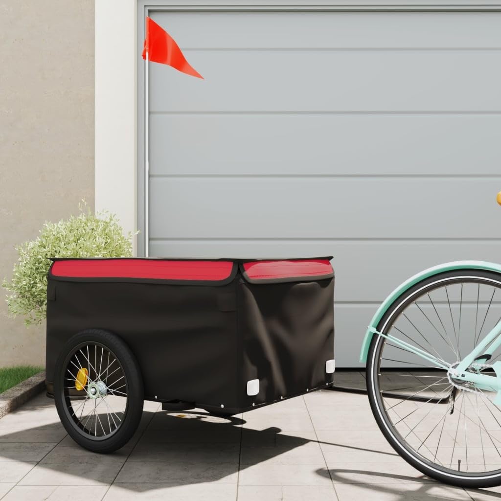 vidaXL Lastenanhänger Fahrrad Fahrradanhänger Transportanhänger Anhänger Eisen 134 x 69 x 59 cm Rot,
