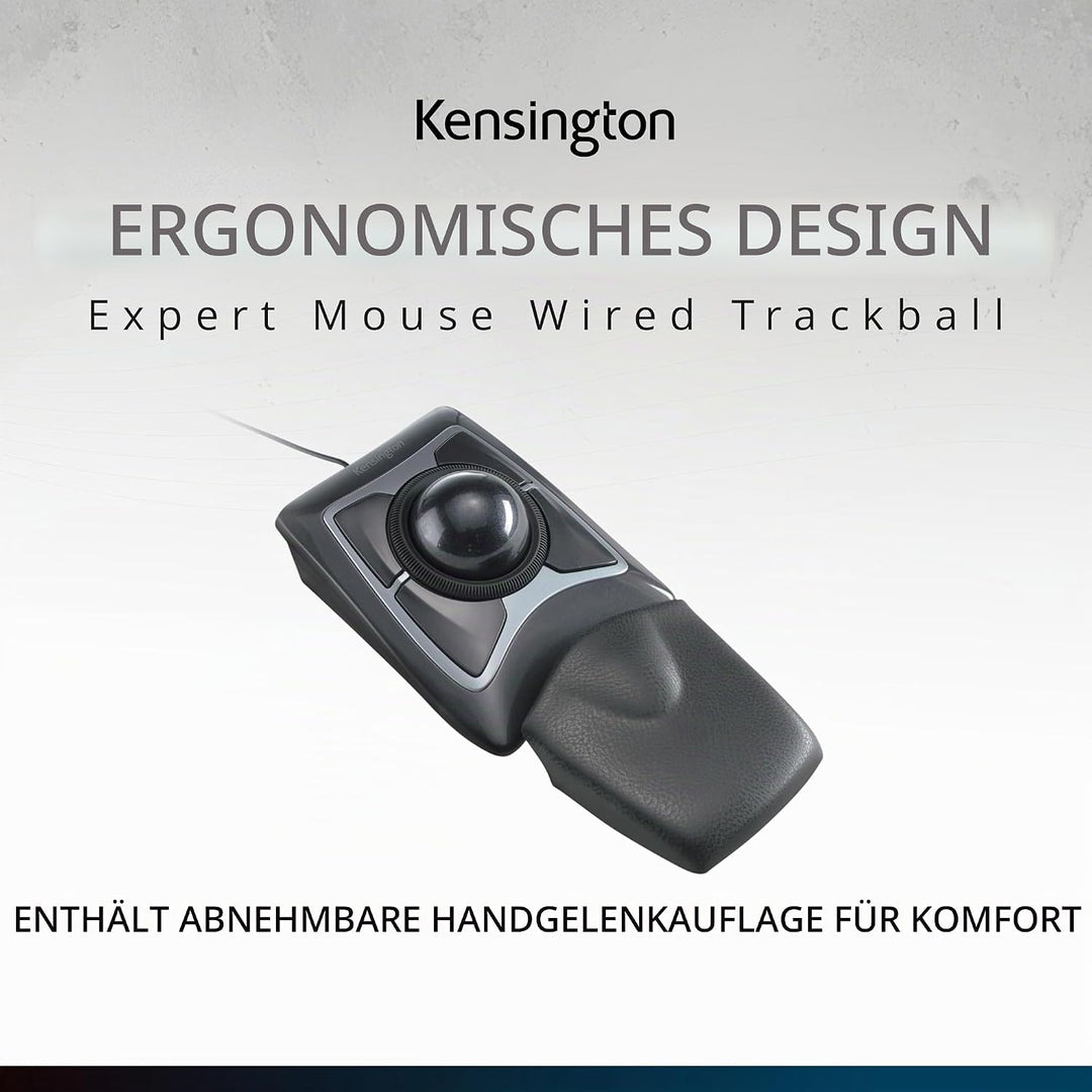 Kensington Expert Mouse Trackball, Kabelgebundene Computermaus mit Trackball &amp; Scrollring, 55 mm Kug