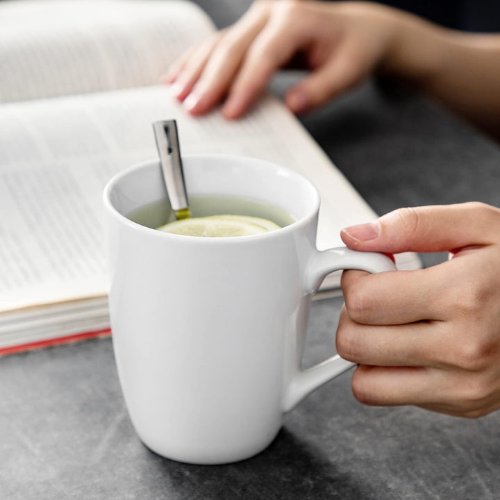 MALACASA, Serie Elisa, 6 TLG Porzellan Kaffeetasse Becher Set Tee Tasse Kaffeebecher Grauweiss