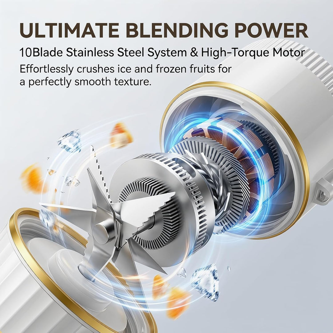 CEWROM Tragbarer Mixer, USB Wiederaufladbarer Smoothie Maker, 400ml Kleiner Mixer mit 10 Edelstahl K