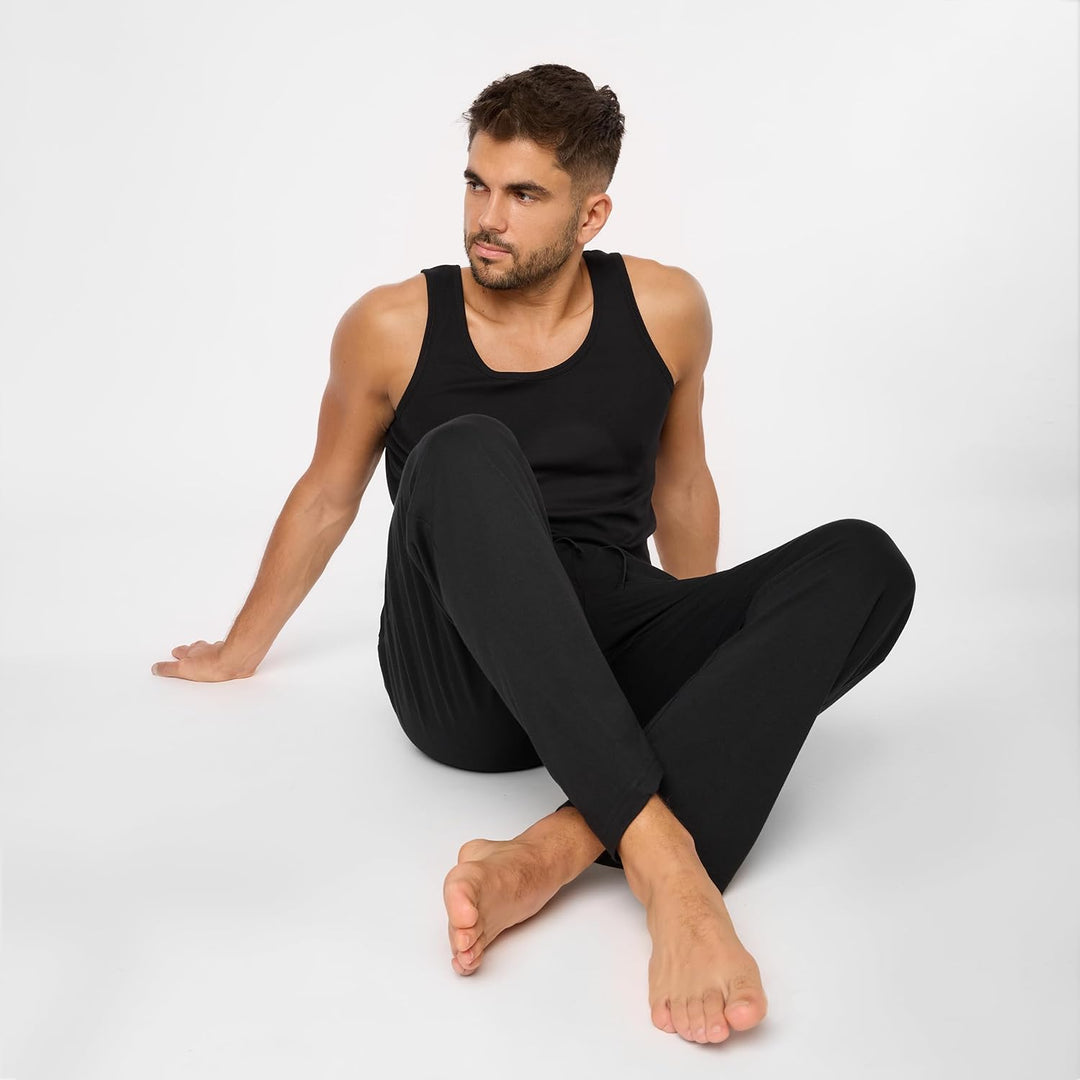 Timone Herren Schlafanzugshose Lang Pyjamahose aus Baumwolle Freizeithose Schlafhose Loungewearhose