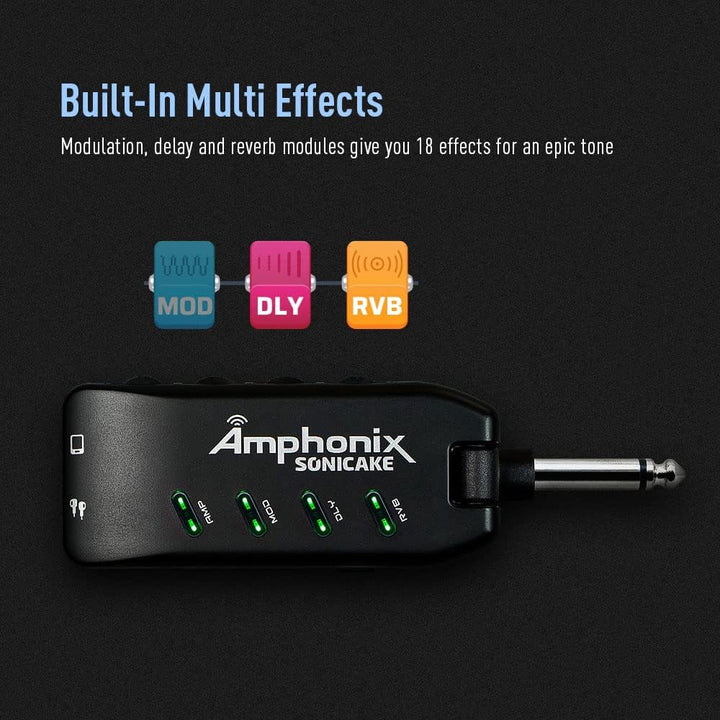 SONICAKE Mini Gitarre Kopfhörer Verstärker Bluetooth Multi-Effekte Plug-In USB aufladbar Portable Am
